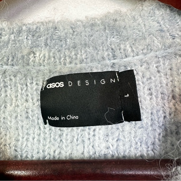 ASOS Striped Sweater Wool Oversized Extreme Fluffy Blue Designer Men’s Ombre - Picture 2 of 9